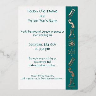 Attractive Forces in Teal Foil Invitation