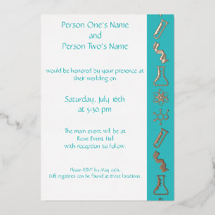 Attractive Forces in Turquoise Foil Invitation