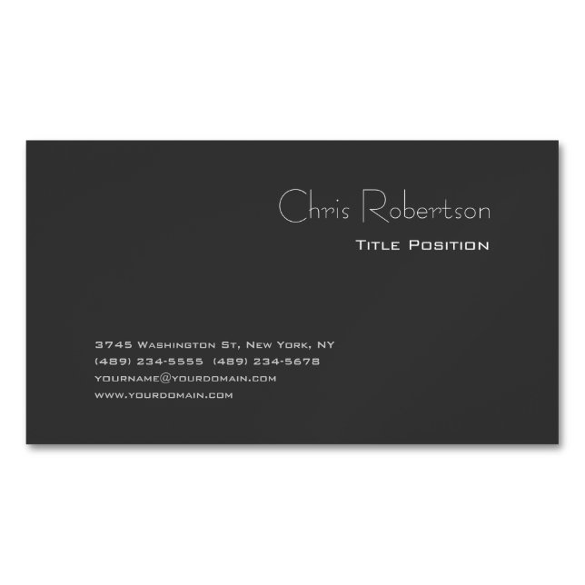 Attractive Grey Chic Sharp Modern Magnetic Business Card (Front)