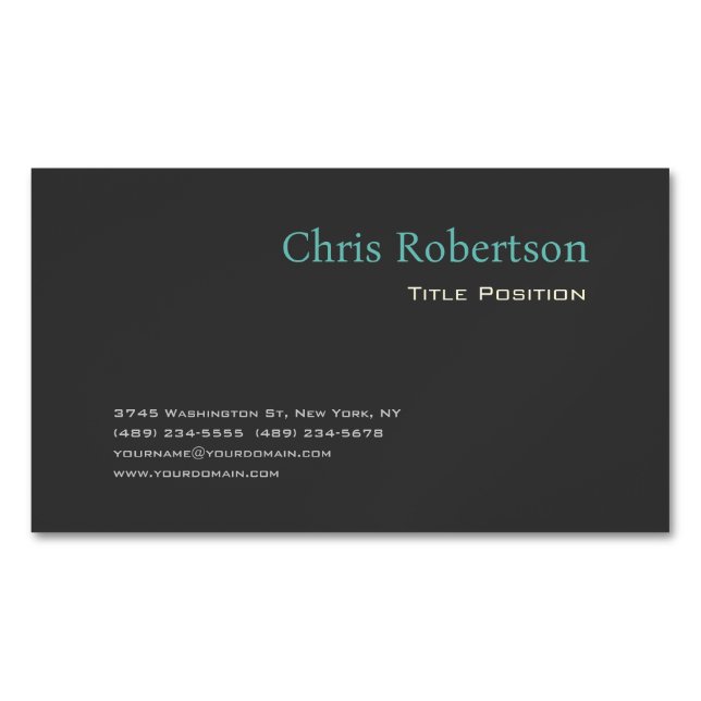 Attractive Grey Yellow Chic Sharp Modern Magnetic Business Card (Front)