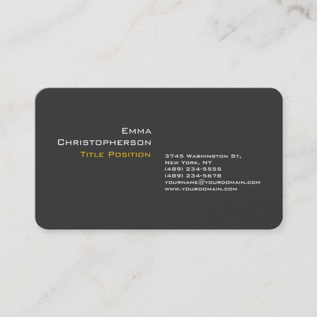 Attractive Grey Yellow Professional Modern Business Card (Front)