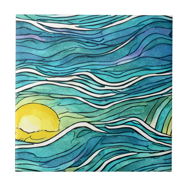 Attractive hand craft Watercolor Teal Seamless Tile (Front)
