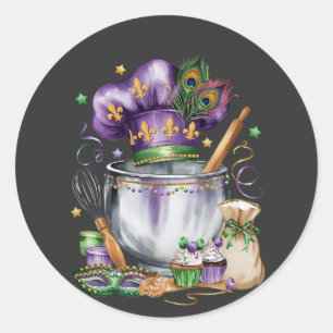 Attractive Mardi Gras Mix Baker Costume Festive Classic Round Sticker