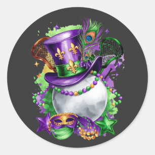 Attractive Mardi Gras Mix Lacrosse Costume Festive Classic Round Sticker
