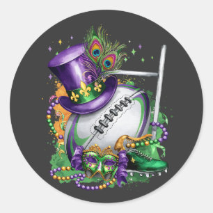 Attractive Mardi Gras Mix Rugby Costume Festive Classic Round Sticker