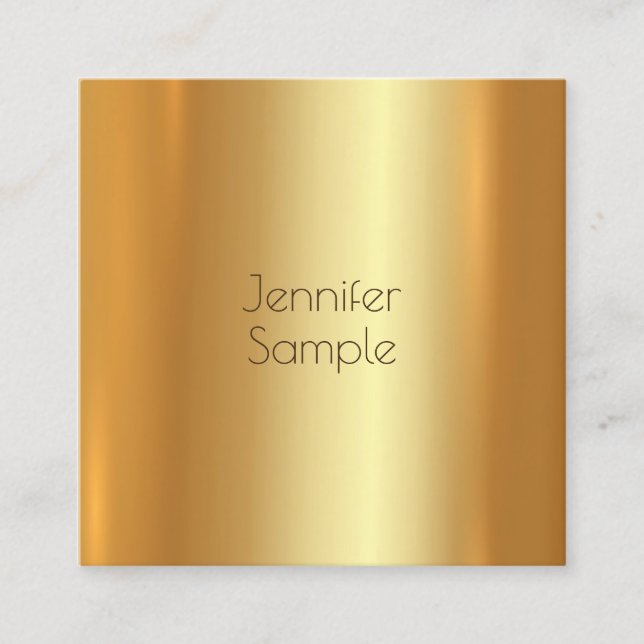 Attractive Modern Elegant Gold Design Unique Plain Square Business Card (Front)