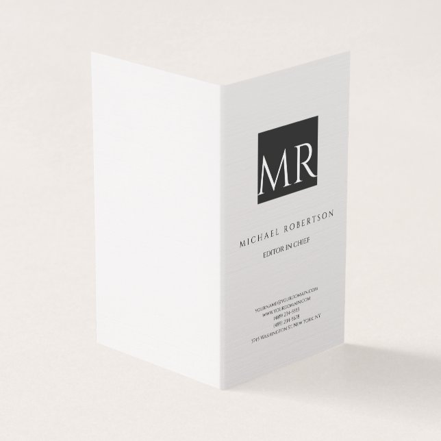 Attractive Monogram Black White Modern Business Card (Outside)