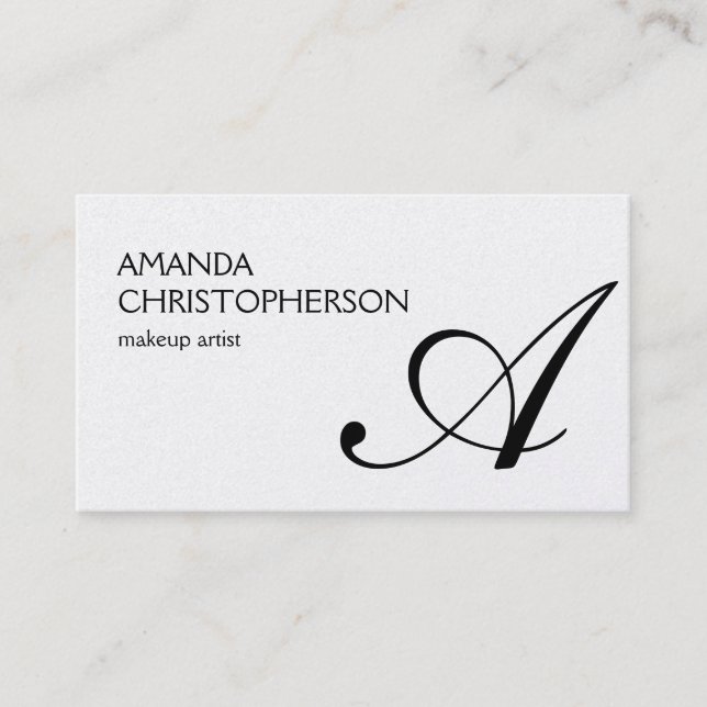 Attractive Monogram Makeup Artist Business Card (Front)