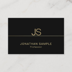 Attractive Monogram Modern Elegant Black Gold Luxe Business Card
