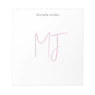 Attractive Monogram Pink White Modern Minimalist Notepad