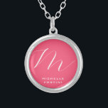 Attractive Monogram Pink White Modern Plain Silver Plated Necklace<br><div class="desc">Do you think it is difficult to choose a design according to your own personality and tastes? Maybe this design makes your job easier. Look again,  this is definitely what you're looking for.</div>