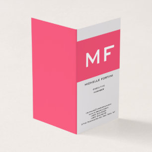 Attractive Monogram Pink White Premium Grey Business Card