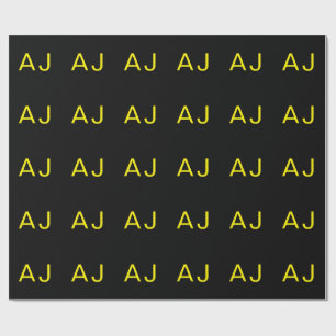 Attractive Monogram Yellow Black Modern Minimalist Wrapping Paper