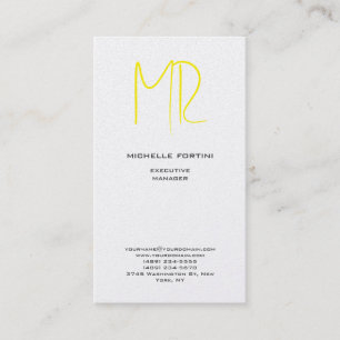 Attractive Monogram Yellow White Modern Minimalist Business Card