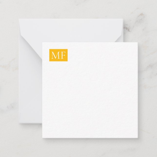 Attractive Monogram Yellow White Modern Minimalist Card (Front)