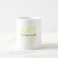 Attractive Monogram Yellow White Modern Minimalist