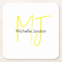 Attractive Monogram Yellow White Modern Minimalist