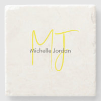 Attractive Monogram Yellow White Modern Minimalist