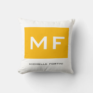 Attractive Monogram Yellow White Your Name Cushion