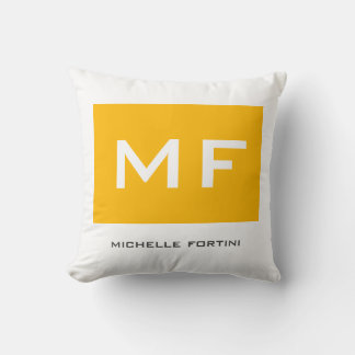 Attractive Monogram Yellow White Your Name Cushion