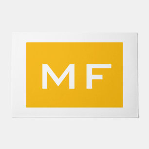 Attractive Monogram Yellow White Your Name Doormat