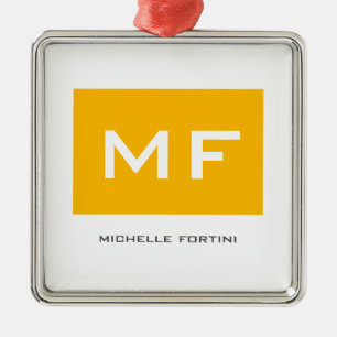Attractive Monogram Yellow White Your Name Metal Tree Decoration
