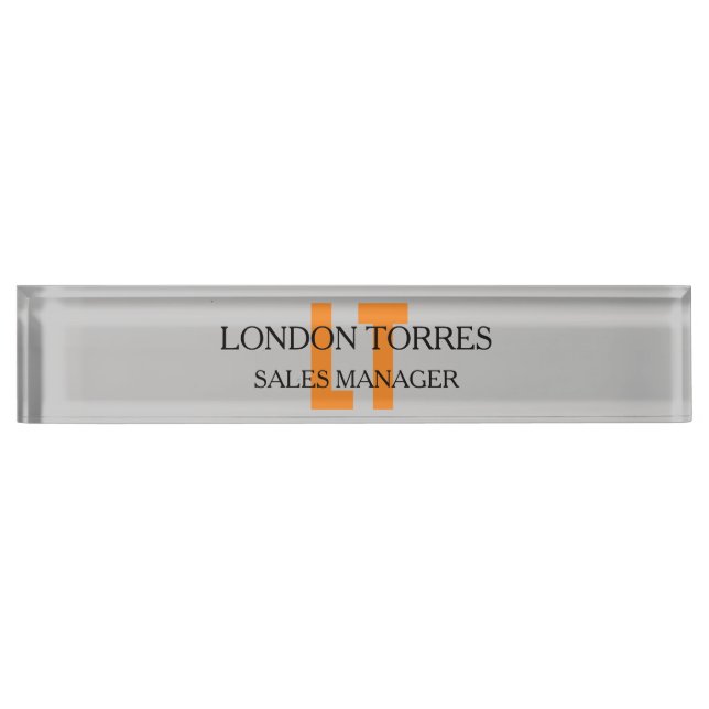 Attractive Monogrammed Grey Plain Nameplate (Front)