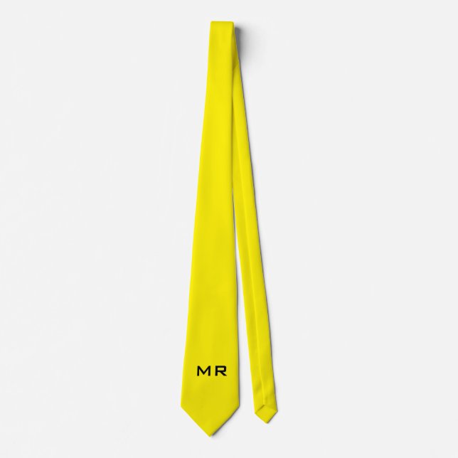 Attractive Monogrammed Yellow Tie (Front)
