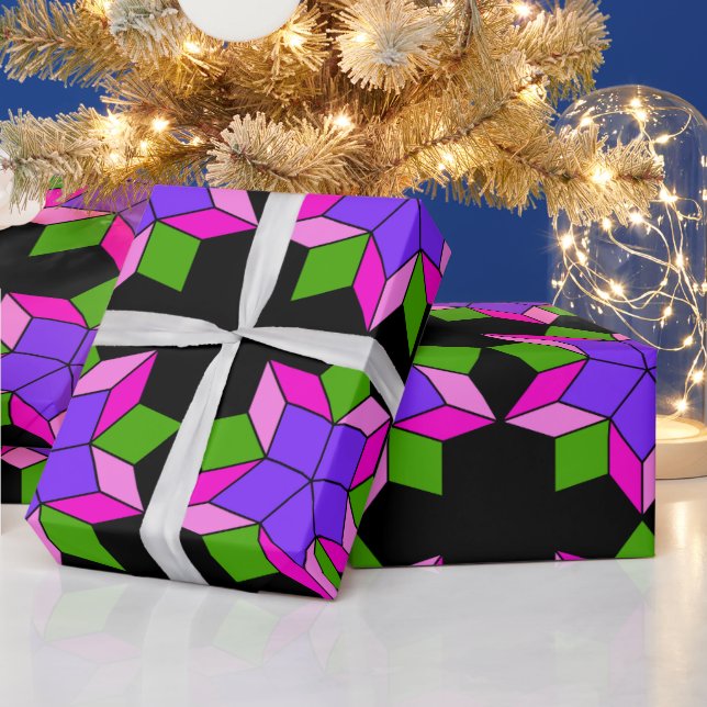 Attractive ornament with abstract violet flowers wrapping paper (Holidays)