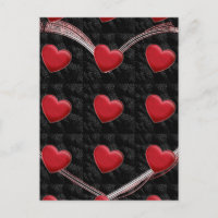 Attractive Red Heart Black Pop Art Love Postcard