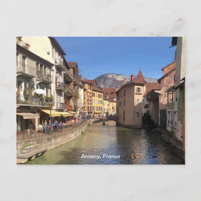 Attractive River View of Annecy, France on a Postcard (Front)