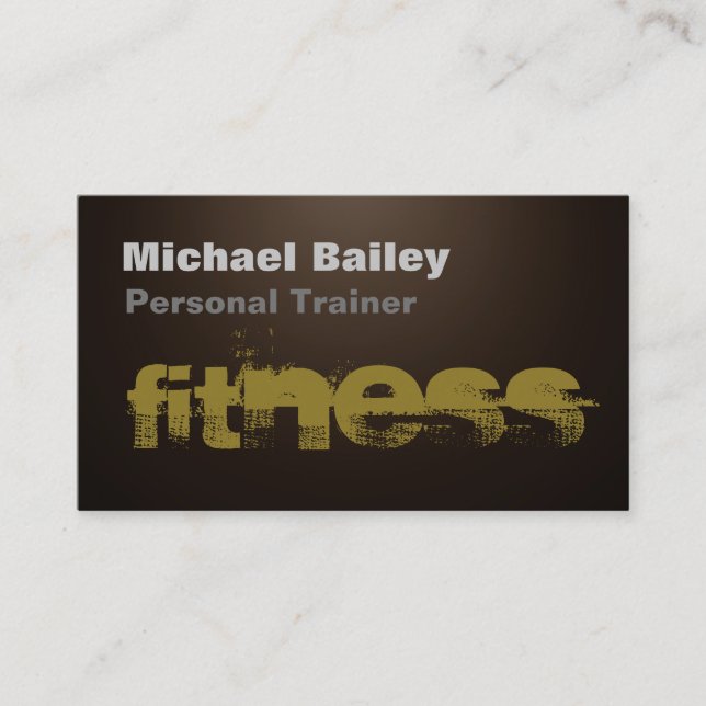 Attractive Sepia Brown Colour Personal Trainer Business Card (Front)
