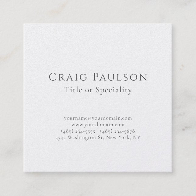 Attractive Simple Professional Plain Premium Pearl Square Business Card (Front)