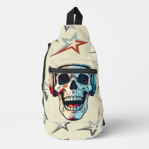 Attractive spooky gaming skull Beige Sling Bag
