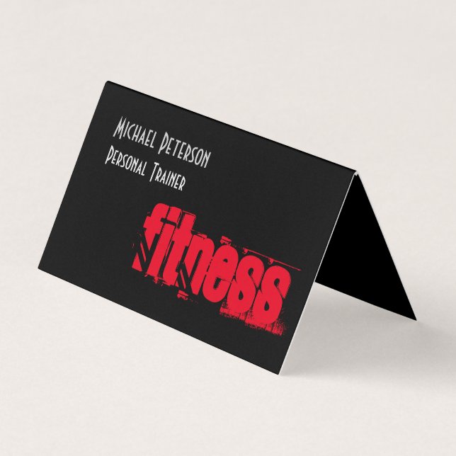 Attractive Unique Black Grey Personal Trainer Business Card (Front)