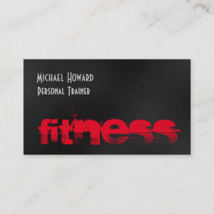Attractive Unique Black Grey Red Personal Trainer Business Card