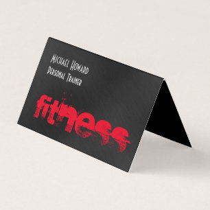 Attractive Unique Black Grey Red Personal Trainer Business Card