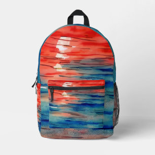 Attractive unique colours Hand painted red ocean Printed Backpack