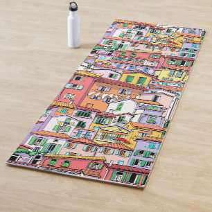 Attractive watercolor pattern of a community fun yoga mat