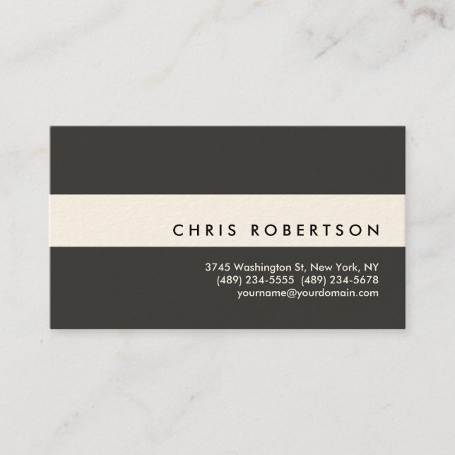 Attractive White Dark Grey Modern Business Card (Front)