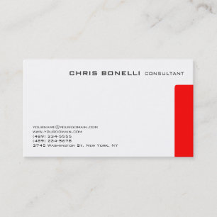 Attractive White Red Trendy Chic Business Card