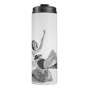 Attractive young woman in bikini on the beachvinta thermal tumbler