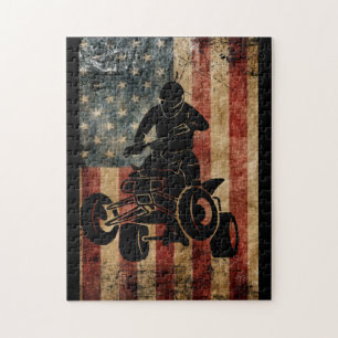 ATV 4 Wheeler American Flag USA Jigsaw Puzzle