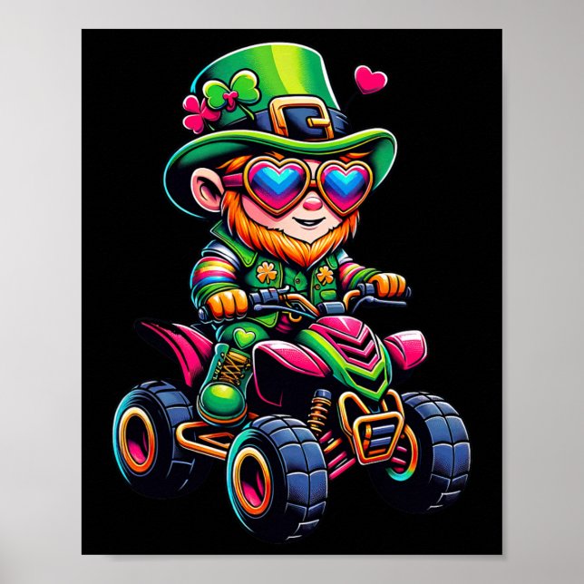 Atv 4 Wheeler Leprechaun Kids Mens Womens St Patri Poster (Front)