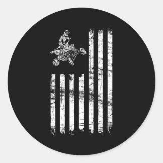 Atv American Flag Four Wheeler Quad Bike Classic Round Sticker