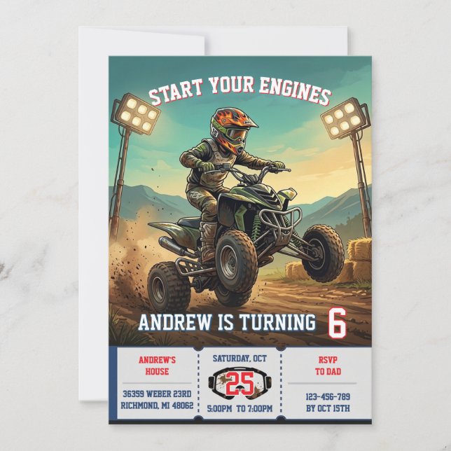 ATV Birthday Party Invitation  (Front)