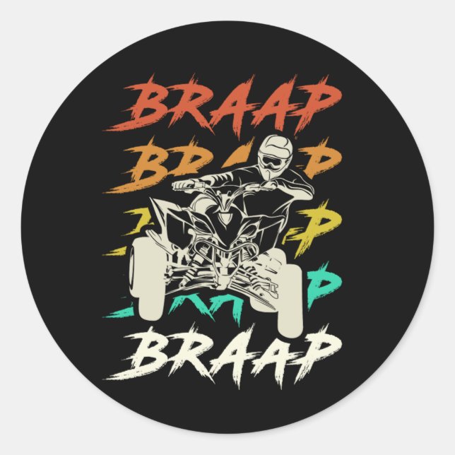 ATV Brap Quad Extreme Sports Offroad Gift Classic Round Sticker (Front)
