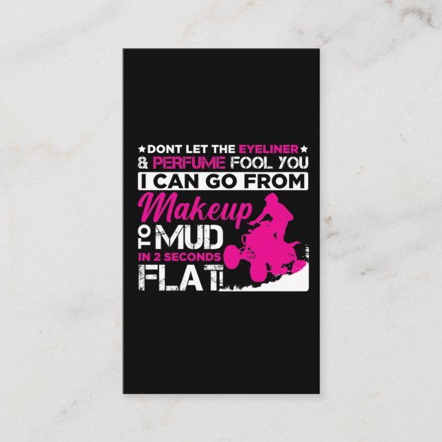 ATV Girl Makeup Offroad vehicles Quad Bike Driver Business Card (Front)
