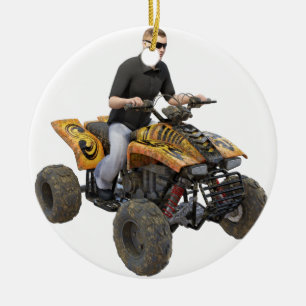 ATV Gold Mud Rider Ceramic Tree Decoration