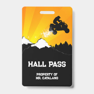 atv jump Teacher Hall Pass ID Badge
